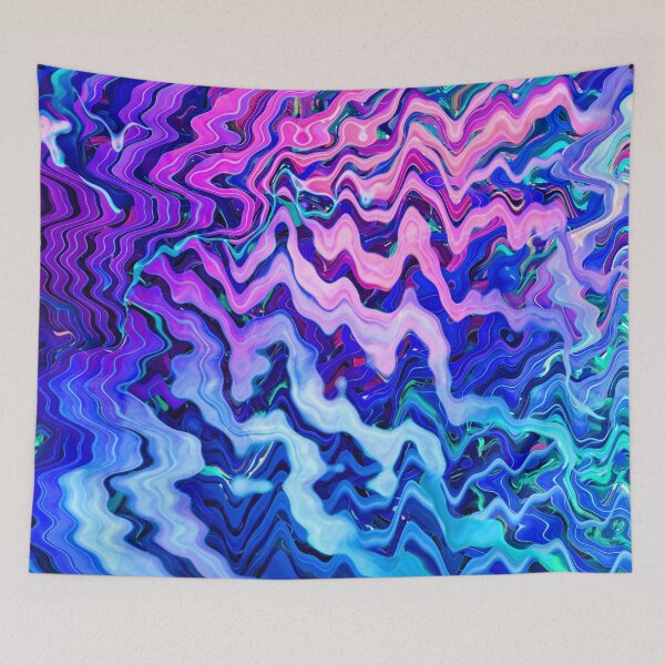 Item preview, Groovy Hippie Style Abstract Wavy Lines in Violet and Blue Shades 1 of 4 designed and sold by Beachy.