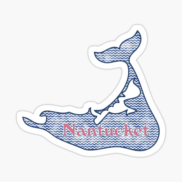 Preppy Navy Watercolor Chevron Nantucket Island Silhouette Sticker