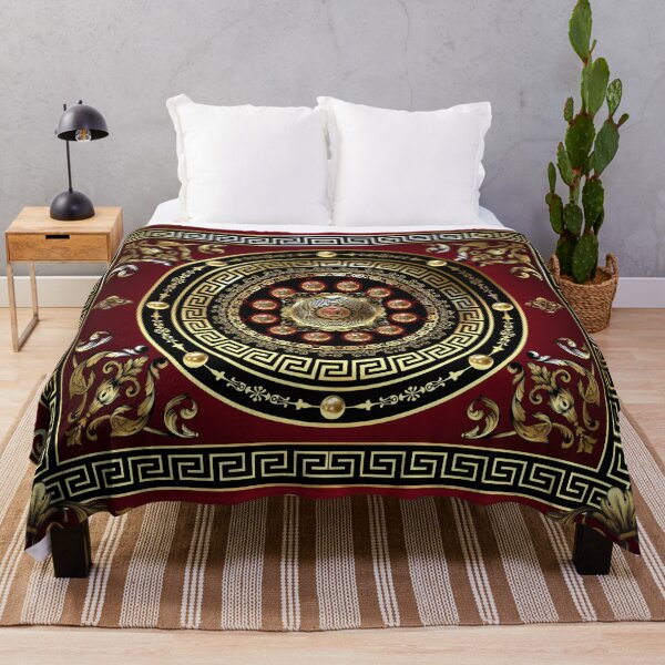 Item preview, Greek Key Meander Red Gold Black Medallion Baroque designed and sold by Yiorgos Designs.