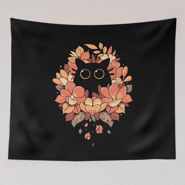 Item preview, Feline Spy - Cute Floral Black Cat designed and sold by Snouleaf.