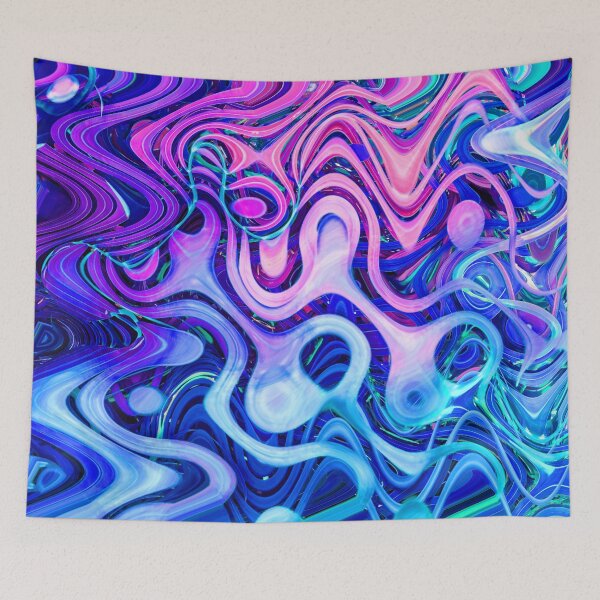 Item preview, Groovy Hippie Style Abstract Wavy Lines in Violet and Blue Shades 2 of 4 designed and sold by Beachy.