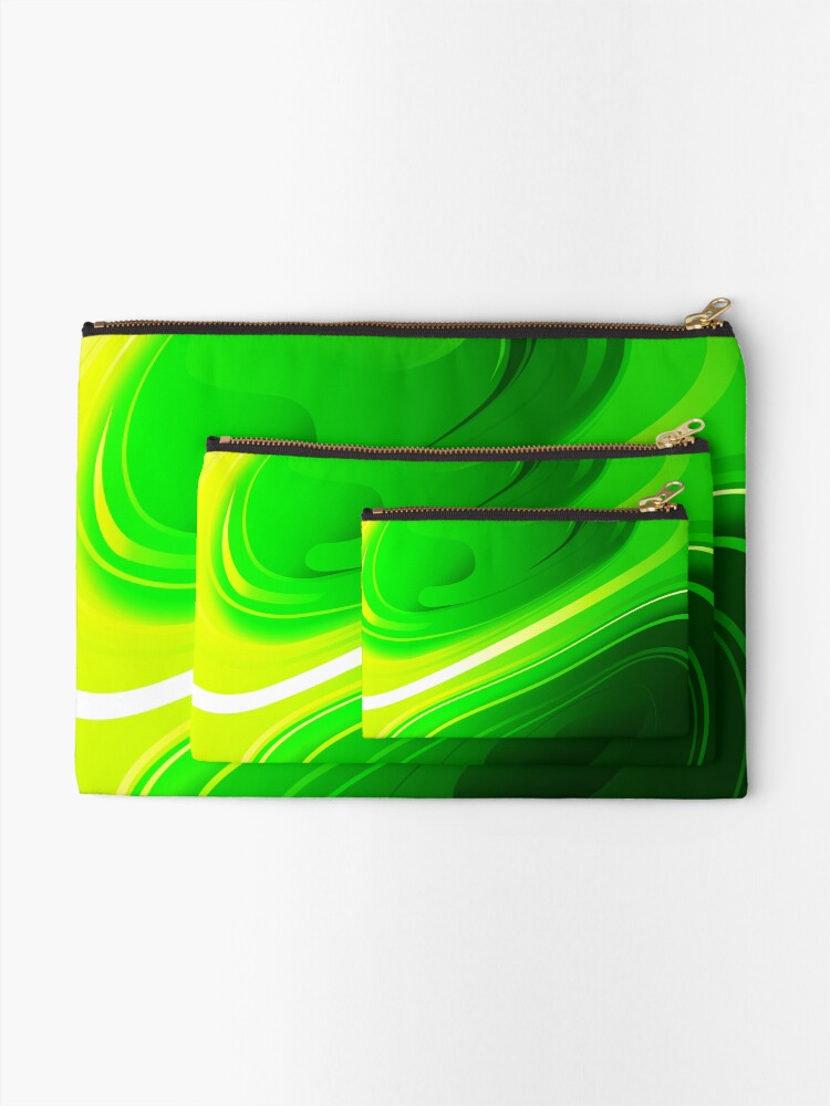 Alternate view of Unusual abstract green sphere Zipper Pouch
