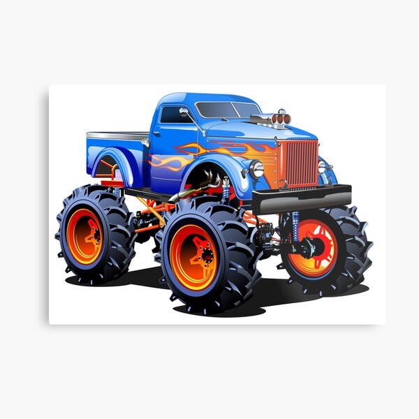 Cute blue monster truck cartoon illustration stainless steel water