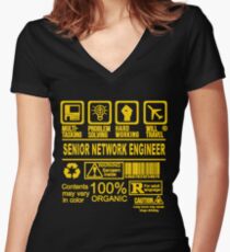 SENIOR NETWORK ENGINEER WILL TRAVEL Women's Fitted V-Neck T-Shirt