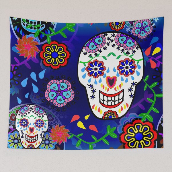 Item preview, Sugar Skulls in Blue designed and sold by RoxanneG.