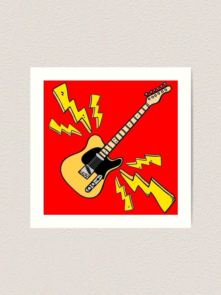 "Fender Telecaster Electric Guitar Cartoon" Art Print for Sale by