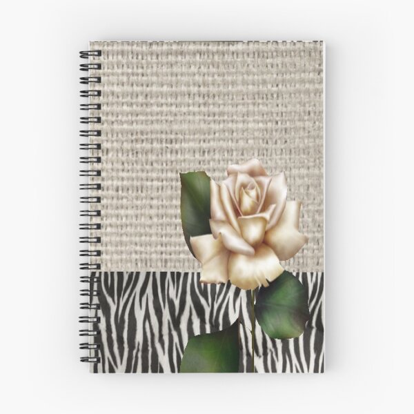 Item preview, 1980s Chic Zebra print rustic burlap botanical floral white rose  designed and sold by LEILA ART SPACE.