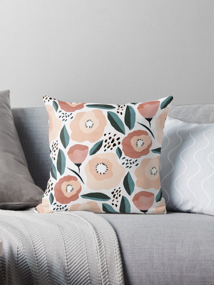 Blush, Terracotta Teal Abstract Floral