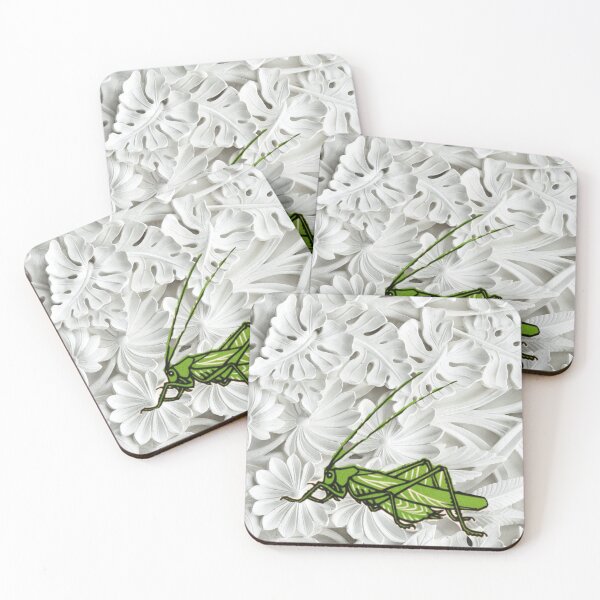 Item preview, Grasshopper on White Floral designed and sold by ArtMeetsPizza.