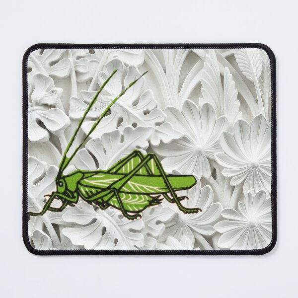 Item preview, Grasshopper on White Floral designed and sold by ArtMeetsPizza.