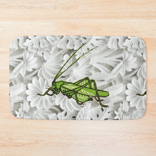 Item preview, Grasshopper on White Floral designed and sold by ArtMeetsPizza.