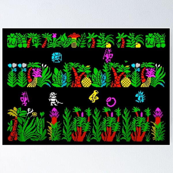 Vista previa del artículo con la obra «Saber Wulf (ZX Spectrum) Escena de la jungla Retro Gaming», diseñado y vendido por RetroScreenz.