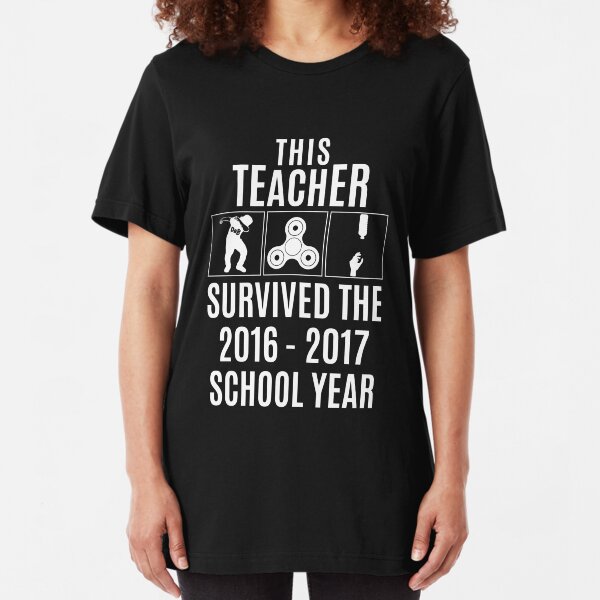 This Teacher Survived Shirt - White Slim Fit T-Shirt