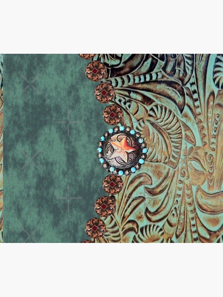Rustic cowboy cowgirl western country green teal leather by lfang77
