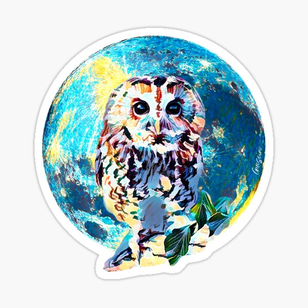 Owl in the Moon Sticker