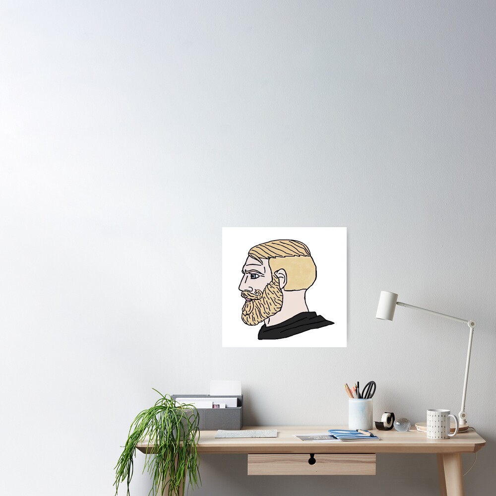 "Wojak Giga Chad Meme Template" Poster for Sale by PixelTurtle Redbubble