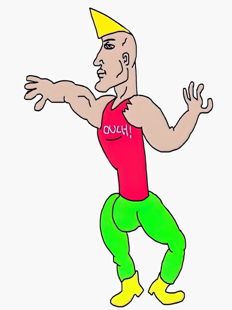 "Original OUCH! Giga Chad Meme Template" Sticker for Sale by Pixel-Turtle | Redbubble