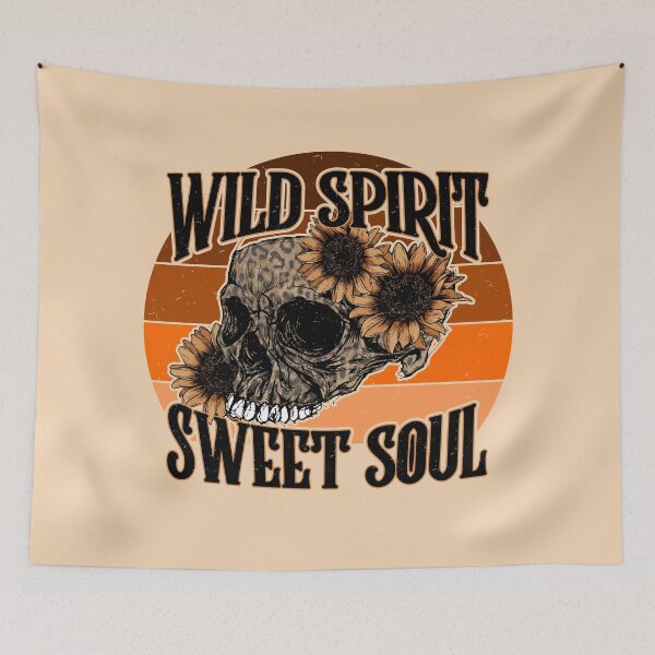 Item preview, Wild Spirit Sweet Soul Skull Distressed Sunset designed and sold by MindfulMeta.