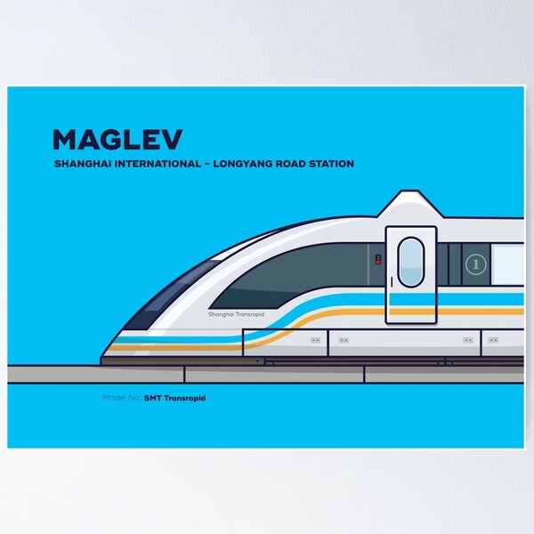 Vista previa del artículo con la obra «Tren de levitación magnética», diseñado y vendido por HumbleGumball.