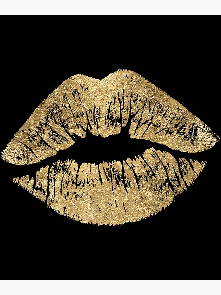 Sexy Gold Metallic Lips Kiss Me Love Makeup Lipstick Shirt