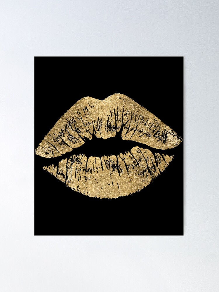 Sexy Gold Metallic Lips Kiss Me Love Makeup Lipstick Shirt