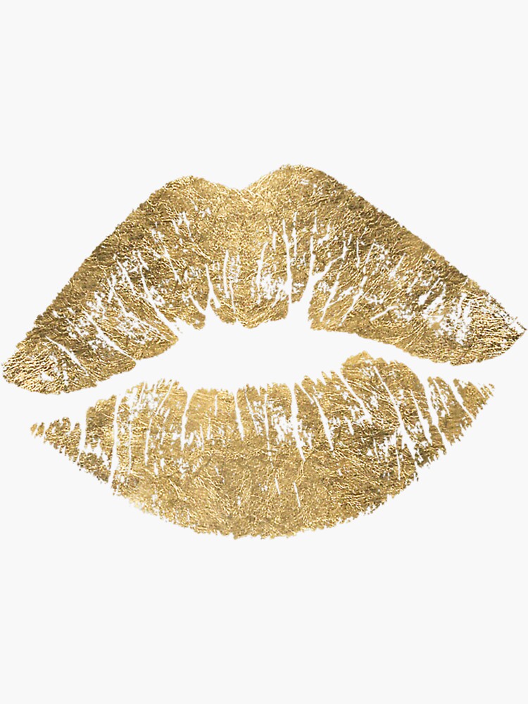 Sexy Gold Metallic Lips Kiss Me Love Makeup Lipstick Shirt