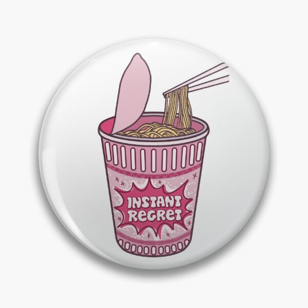 Item preview, Instant regret instant noodles cup illustration with chopsticks, hot pink design with funny saying designed and sold by Dazzline Designs.