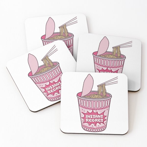 Item preview, Instant regret instant noodles cup illustration with chopsticks, hot pink design with funny saying designed and sold by Dazzline Designs.