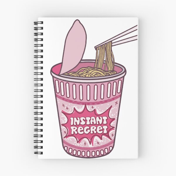 Item preview, Instant regret instant noodles cup illustration with chopsticks, hot pink design with funny saying designed and sold by Dazzline Designs.