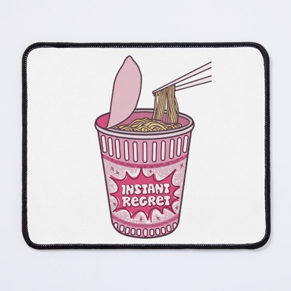 Item preview, Instant regret instant noodles cup illustration with chopsticks, hot pink design with funny saying designed and sold by Dazzline Designs.