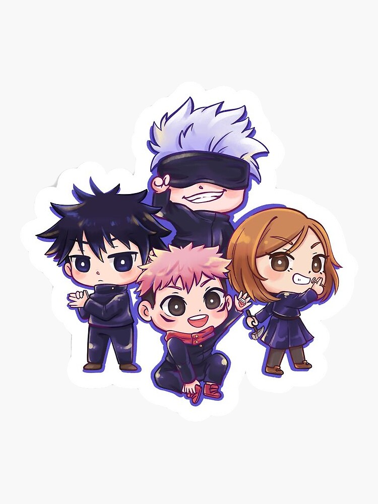 Chibi Jujutsu Kaisen 4 Characters Sticker Sticker For Sale By