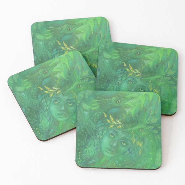 Item preview, Mother of Dragons, Fantasy Art Pastel Painting Green Shades designed and sold by Julia Khoroshikh.