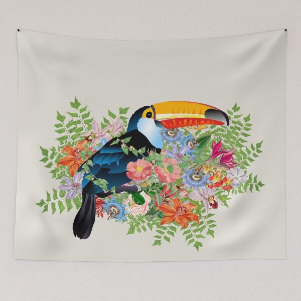 Item preview, Ornate Toucan And Beautiful Decorative Cascading Flowers designed and sold by TrulyEpoque.