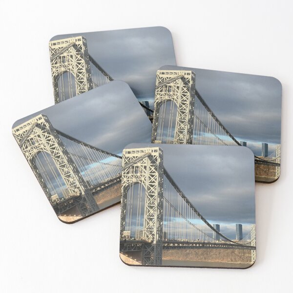 Item preview, George Washington Bridge silver under storm clouds designed and sold by HarrietRGoren.