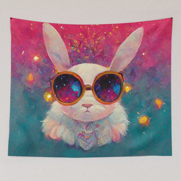 Item preview, Rabbit Wearing Sunglasses in Space designed and sold by MythicPrompts.
