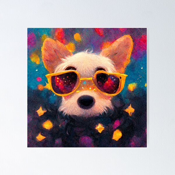 Item preview, Dog Wearing Sunglasses in Space designed and sold by MythicPrompts.