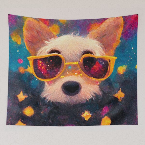 Item preview, Dog Wearing Sunglasses in Space designed and sold by MythicPrompts.