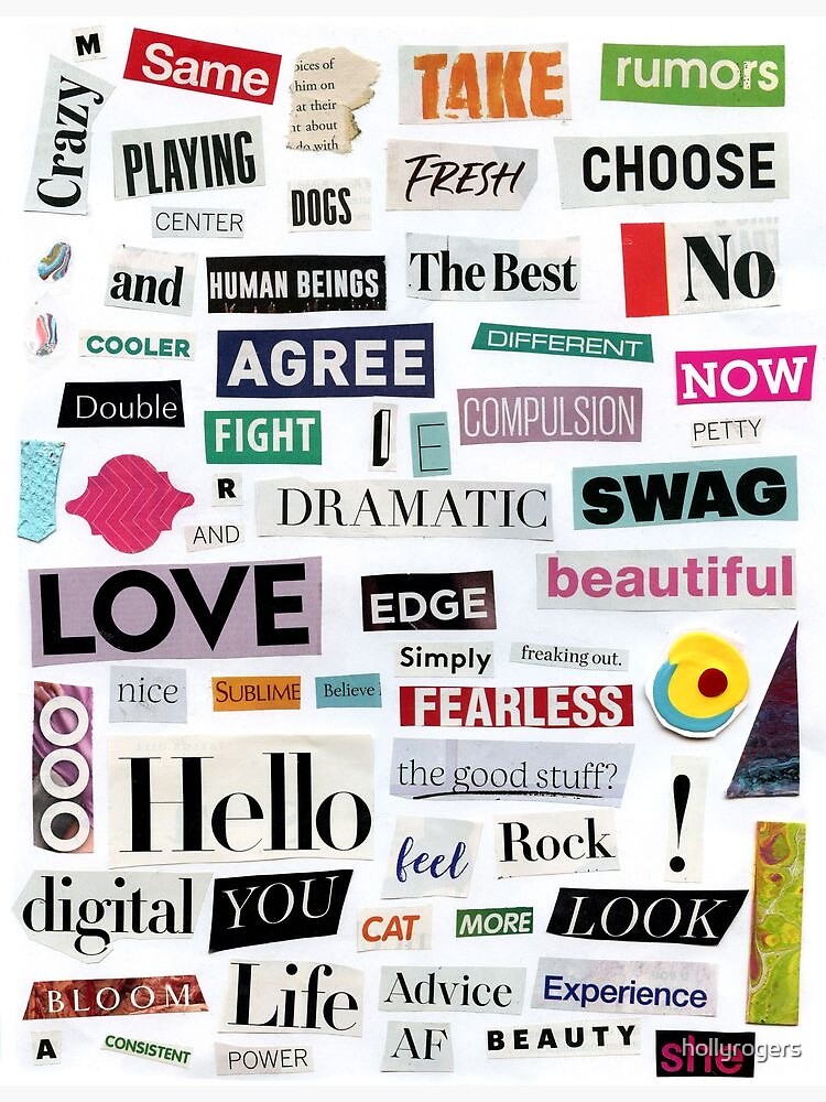 magazine-word-cut-outs-sticker-pack-sticker-for-sale-by-hollyrogers