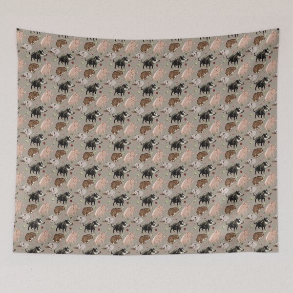 Item preview, Pig pattern in warm grey  designed and sold by EskTuulispaa.