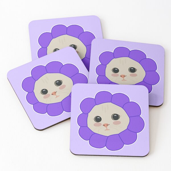 Item preview, Purple cute cat with flower accessory designed and sold by Cute-Treasure.