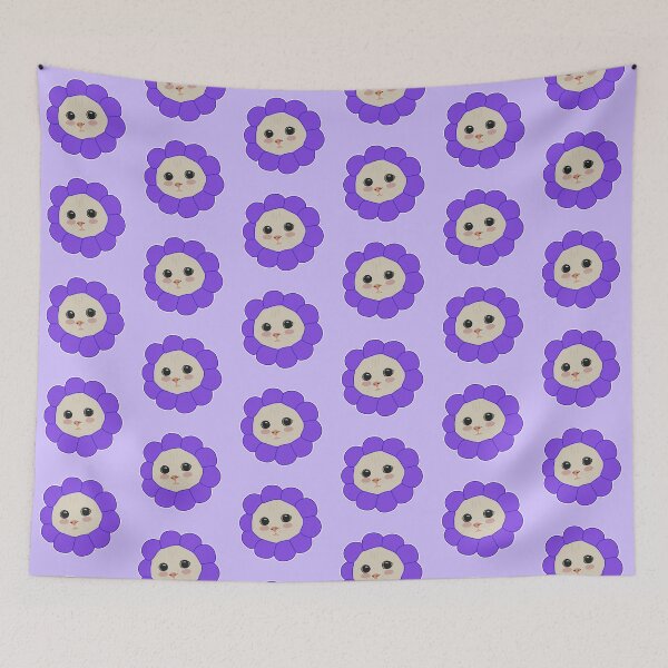 Item preview, Purple cute cat with flower accessory designed and sold by Cute-Treasure.