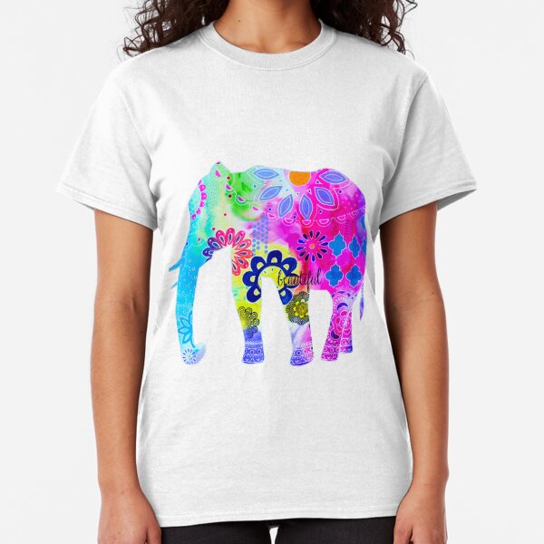 Colorful Elephant Mixed Media Painting Classic T-Shirt