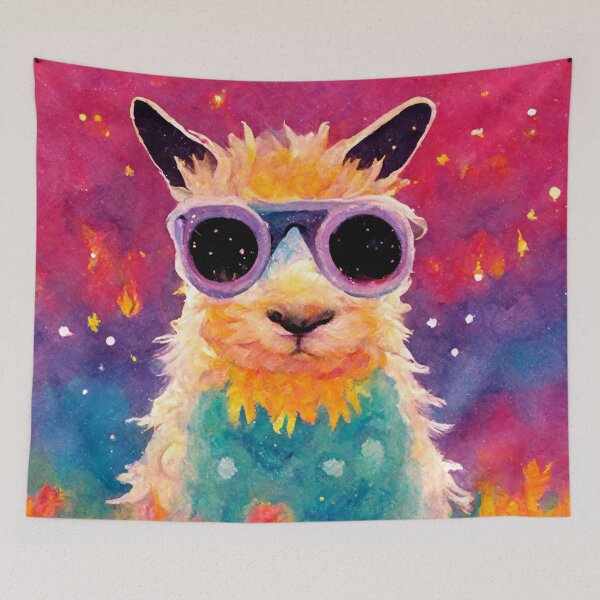Item preview, Llama Wearing Sunglasses in Space designed and sold by MythicPrompts.