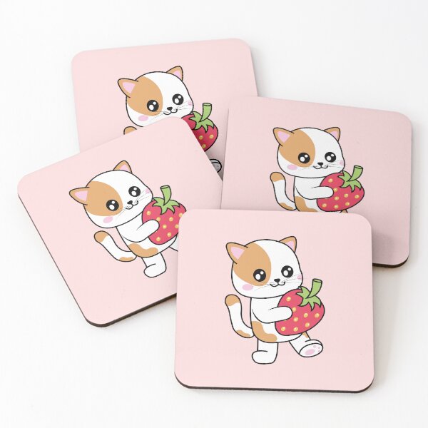 Item preview, Cute Cat With Strawberry | Kawaii Kitty | Foodie designed and sold by Pisutachio.