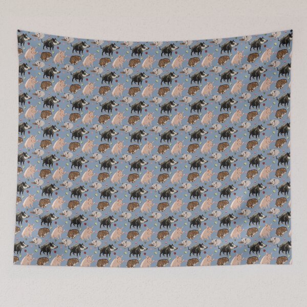 Item preview, Pig pattern in Baby Blue designed and sold by EskTuulispaa.