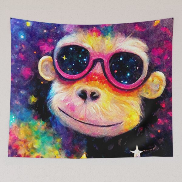 Item preview, Monkey Wearing Sunglasses in Space designed and sold by MythicPrompts.
