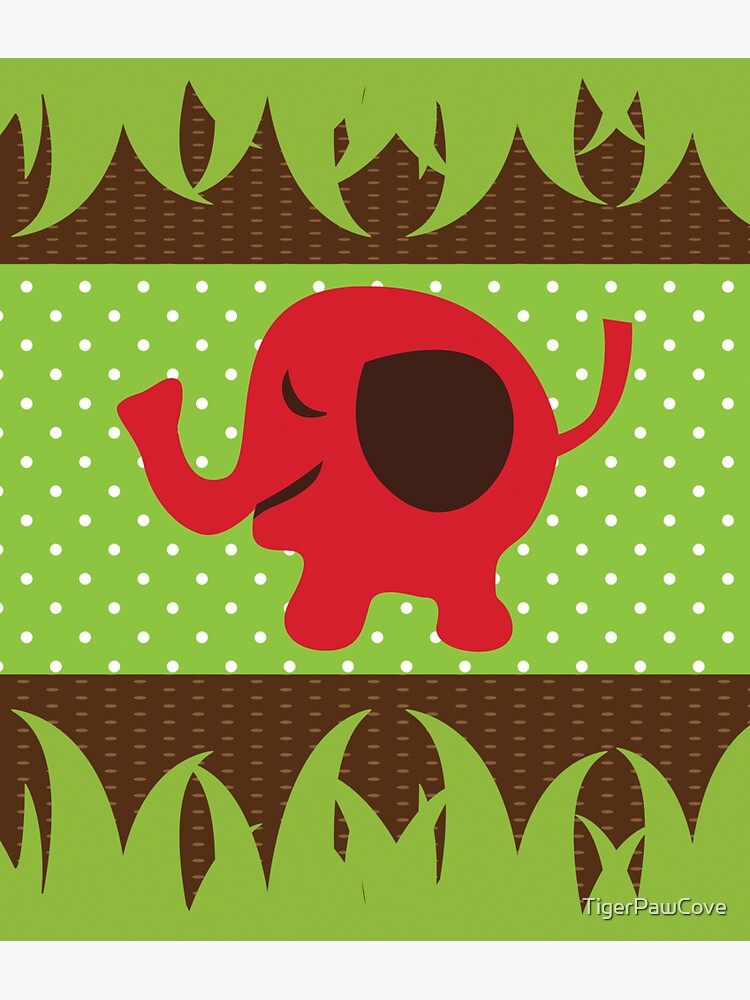 "Baby Jungle Happy Red Elephant" Sticker for Sale by TigerPawCove