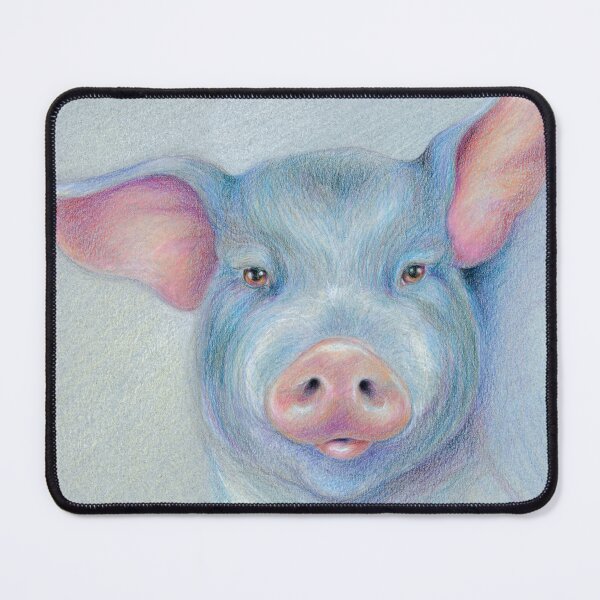 Item preview, Blue pig with pink nose & cocked ears, farm animal - "Hark"  designed and sold by Carye VanDerPol Mahoney.