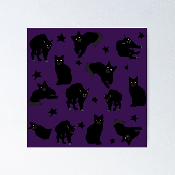 Item preview, Black cats and black stars pattern designed and sold by Jodi Mahaffey.