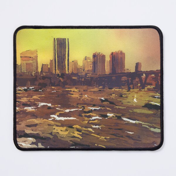 Item preview, Richmond, VA skyline watercolor painting. Fine art skyline Richmond city artwork designed and sold by rfoxphoto.